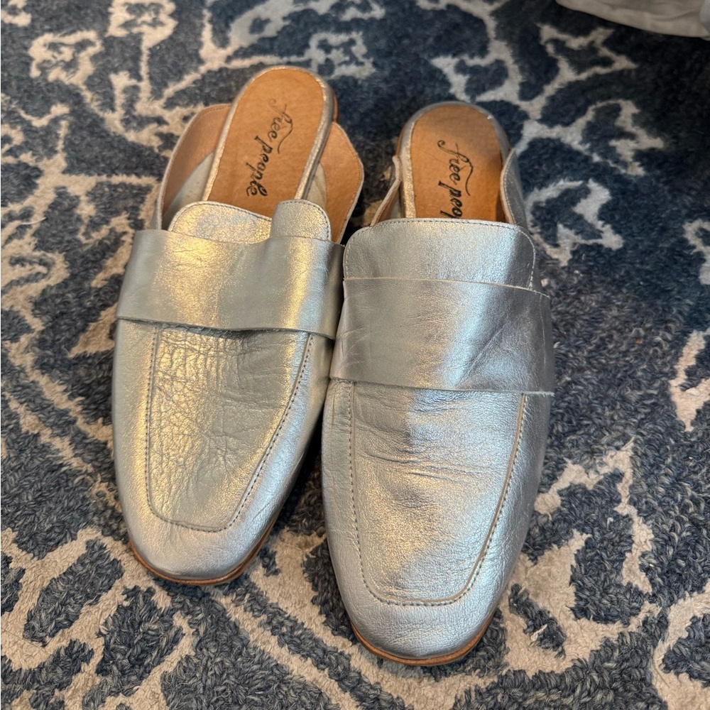 Free People Silver Loafers